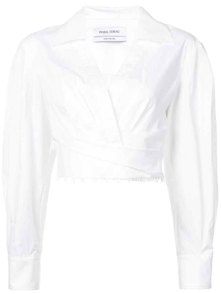 Prabal Gurung Long-sleeve Cropped Blouse - White