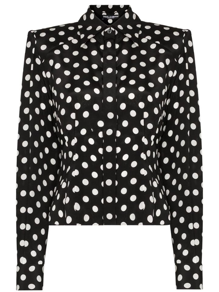 Dolce & Gabbana Paddy Pussy-bow Polka-dot Blouse - Black