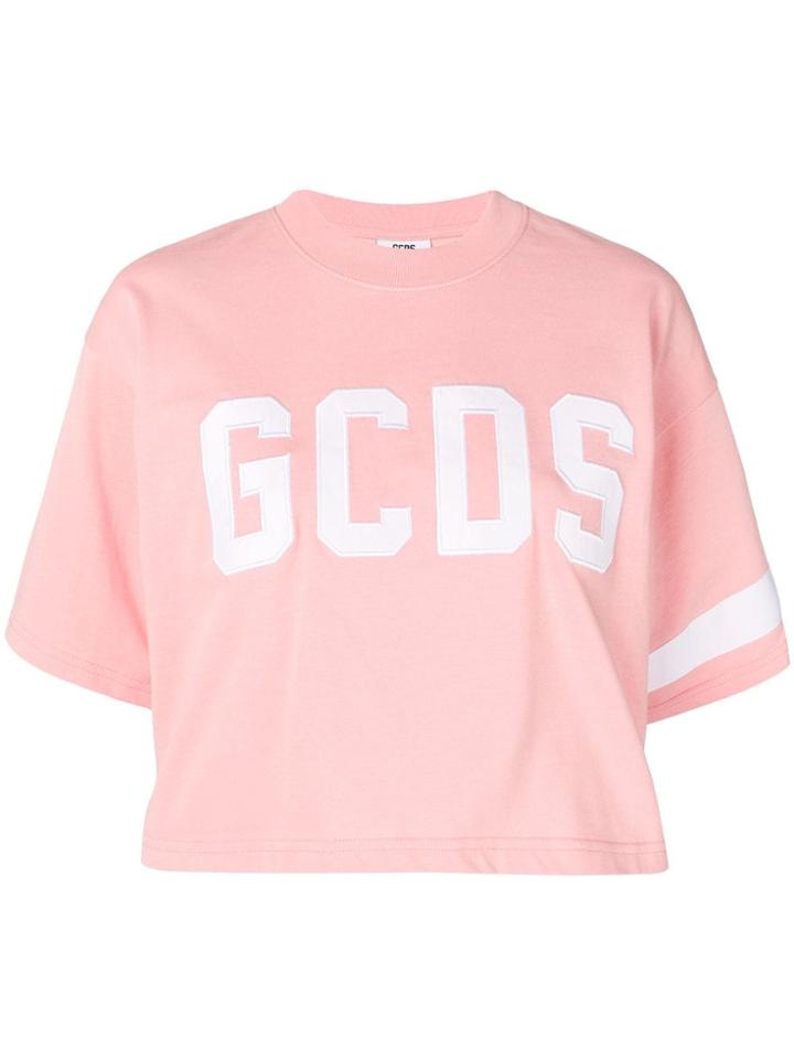 Gcds Logo Cropped T-shirt - Pink