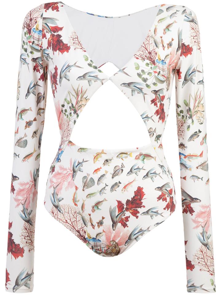 Patbo Fish Print Rash Guard - White