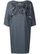 Maiyet Floral Appliqué Shift Dress, Women's, Size: 2, Blue, Linen/flax/spandex/elastane