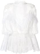 Amen Lace Insert Blouse - White