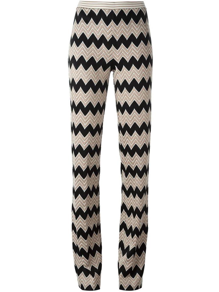 Missoni Chevron Print Trousers, Women's, Size: 42, Black, Polyester/rayon/wool