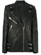 Alexander Wang - Rose Stamped Biker Jacket - Women - Leather/polyester - 2, Black, Leather/polyester
