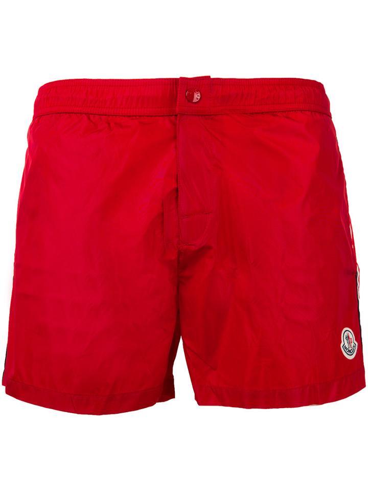 Moncler - Side Stripe Swim Shorts - Men - Polyester/polyimide - Xxl, Red, Polyester/polyimide