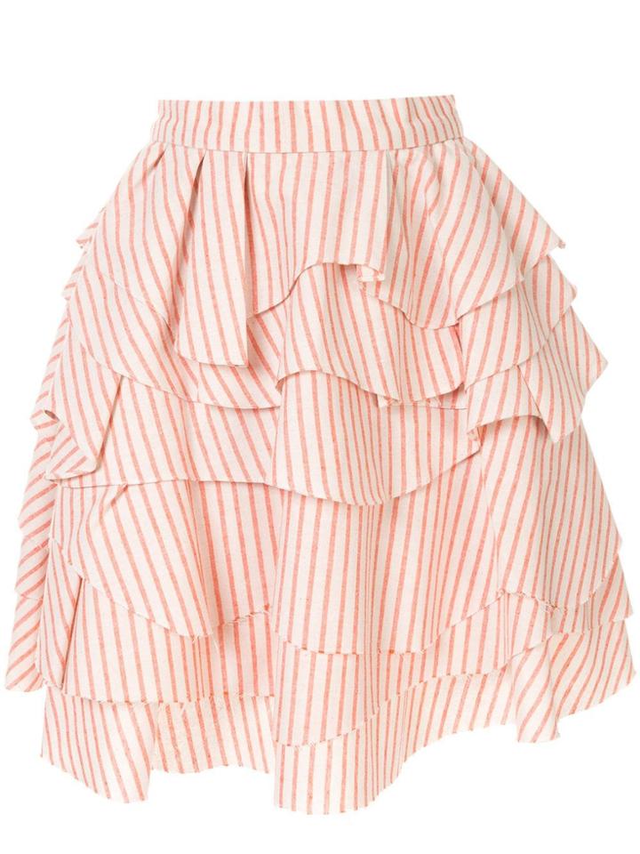 Bambah Struped Ruffle Skirt - Orange