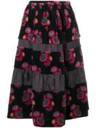 Comme Des Garçons Vintage Floral Print Velvet Skirt - Black
