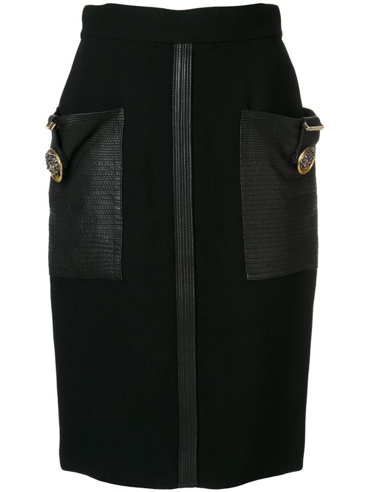 Versace Vintage Patch Pockets Straight Skirt - Black
