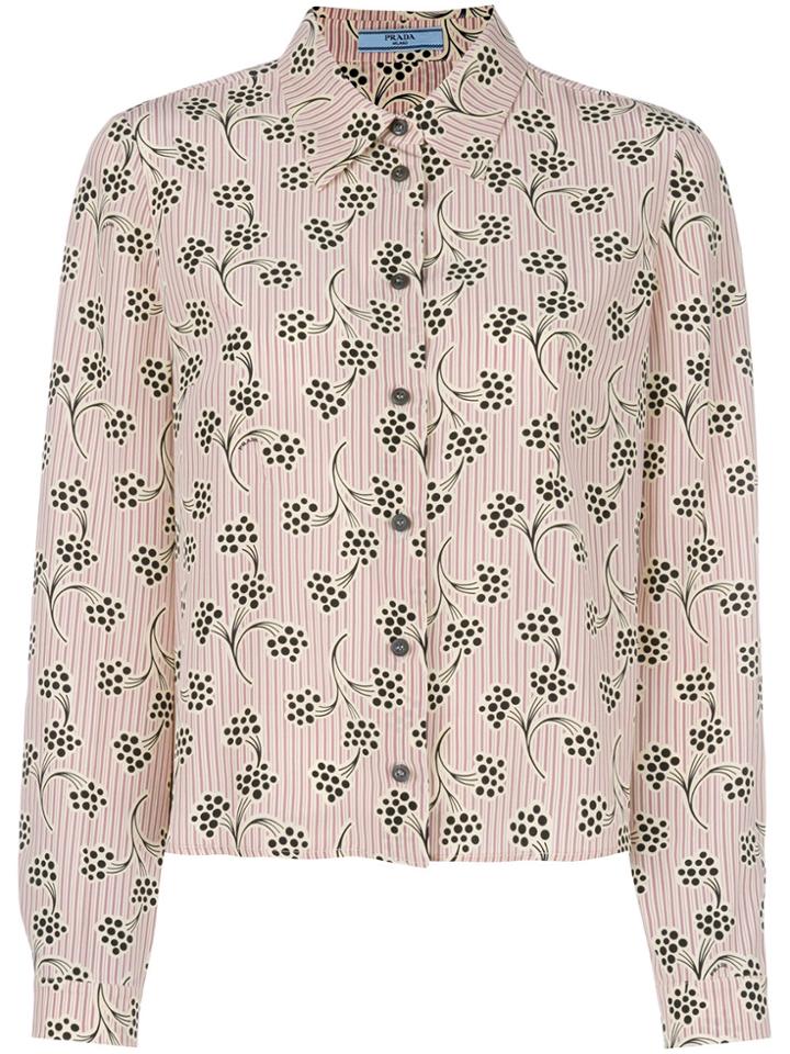 Prada Floral Printed Shirt - Nude & Neutrals