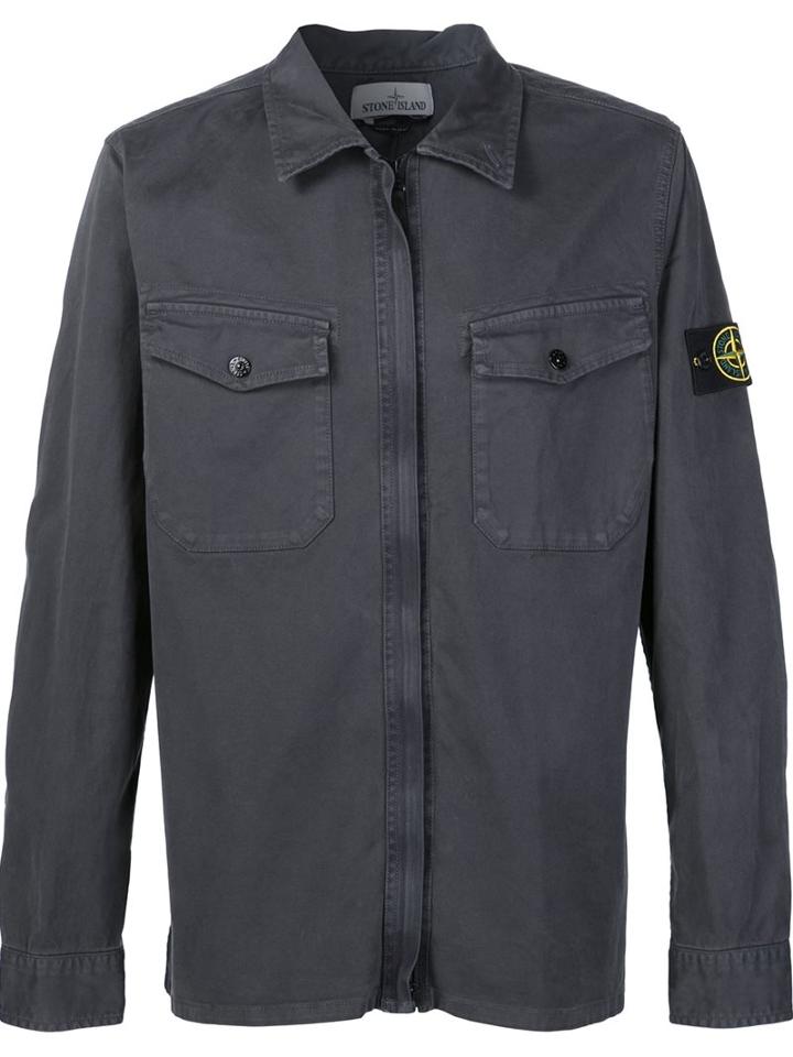 Stone Island Cargo Shirt, Men's, Size: Medium, Grey, Cotton/spandex/elastane
