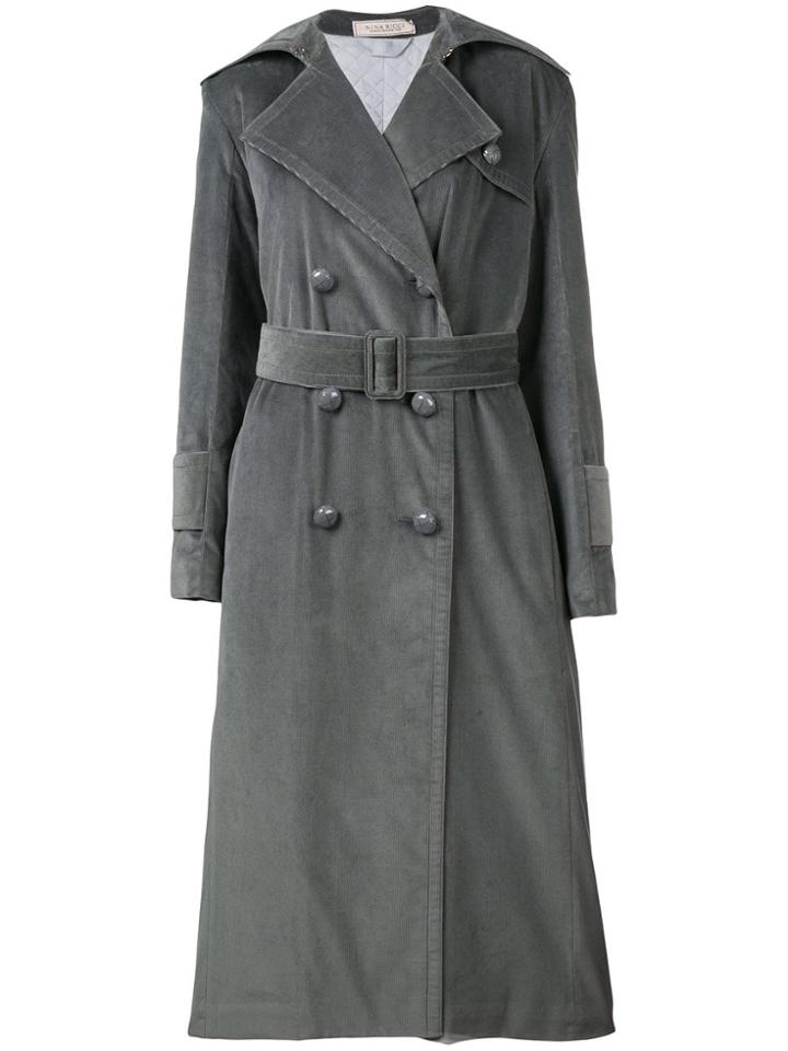 Nina Ricci Velvet Cord Trench Coat - Grey