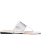 Prada Plexiglas And Patent Leather Thong Sandals - White
