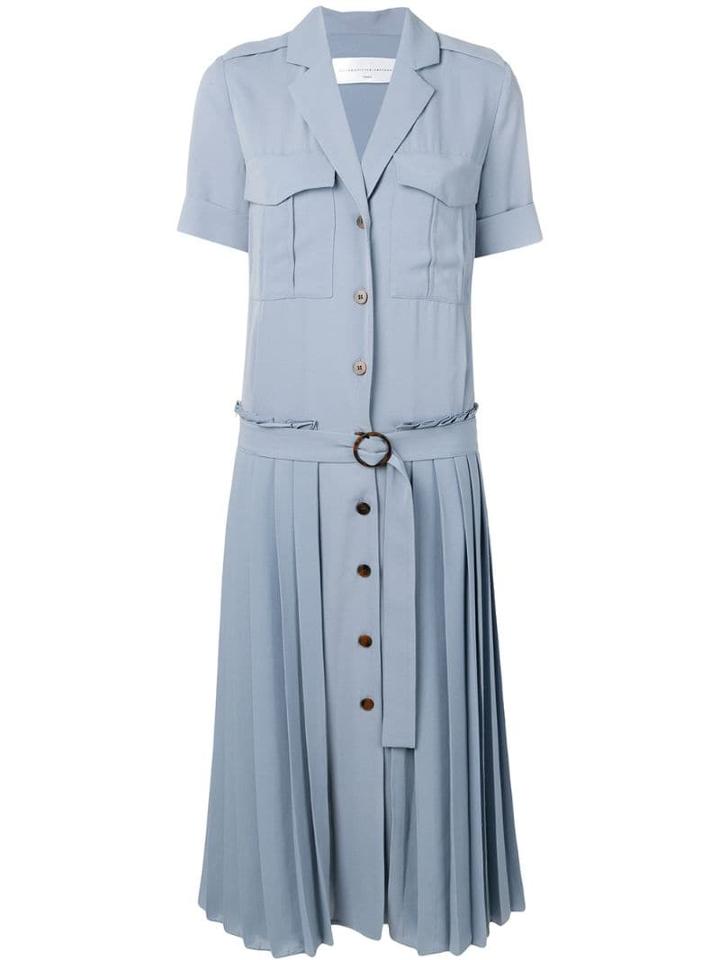 Victoria Victoria Beckham Pleat Detail Shirt Dress - Blue