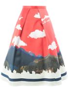 Undercover Landscape Print Skirt - Red