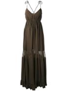 No21 Lace Insert Maxi Dress, Women's, Size: 42, Green, Acetate/silk/viscose/polyamide