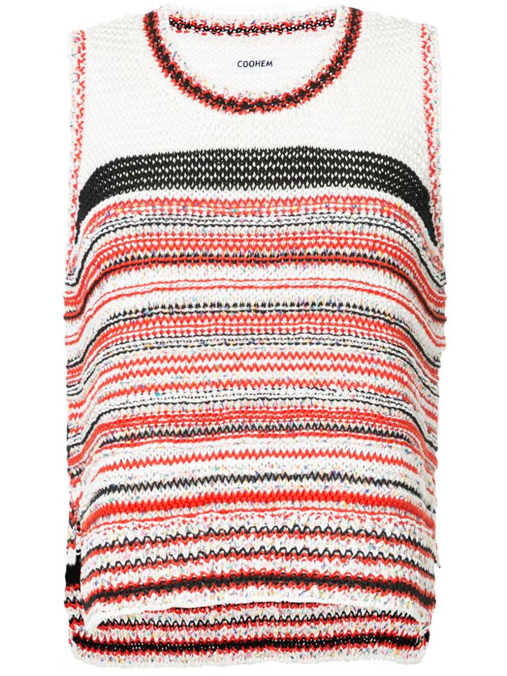Coohem Melange Knit Sleeveless Pullover - White