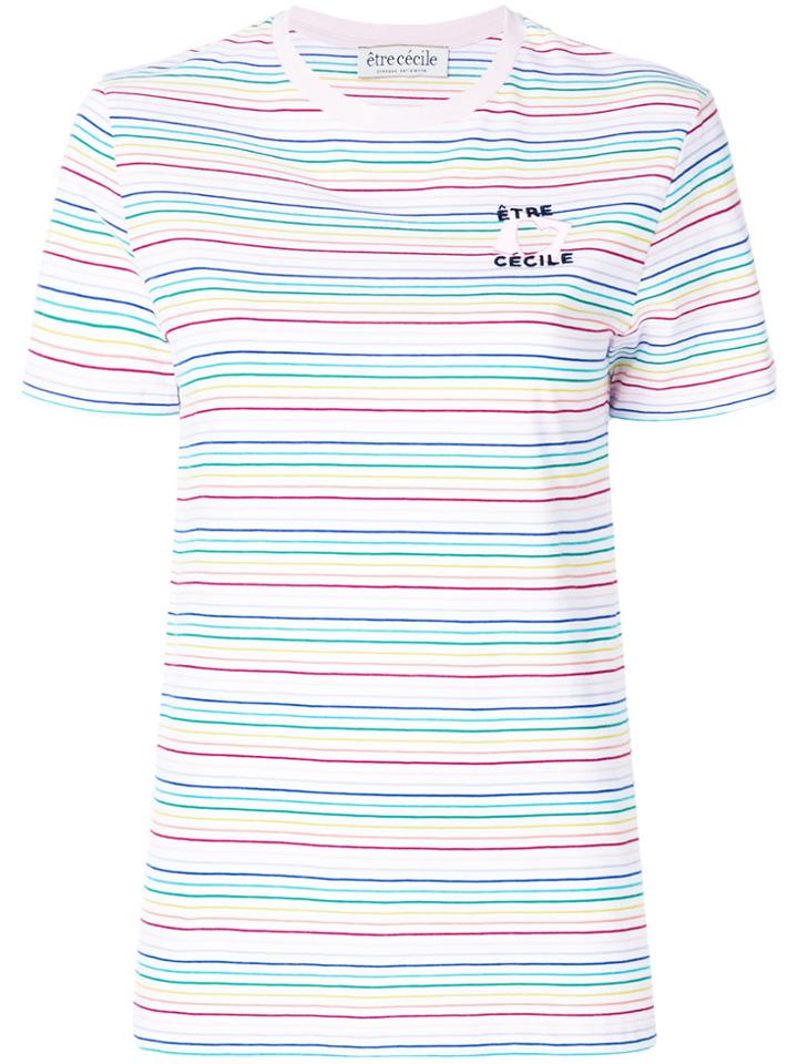 Être Cécile Striped Logo T-shirt - Multicolour