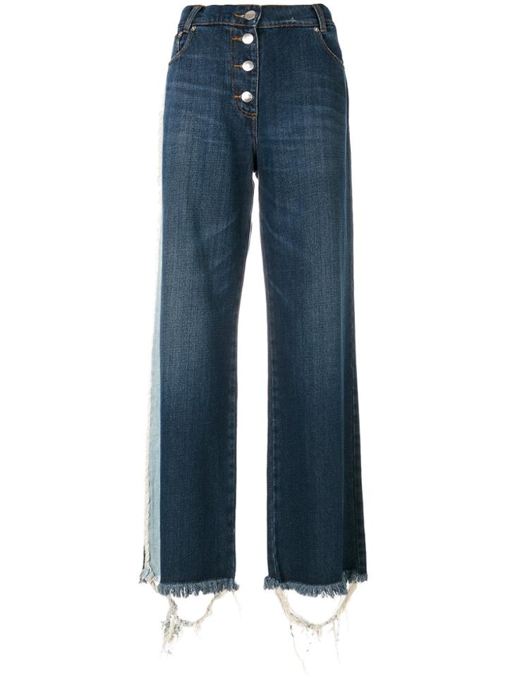 Each X Other Wide Leg Frayed Jeans - Blue
