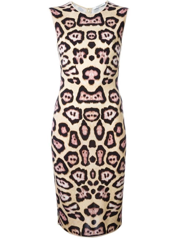 Givenchy Fitted Leopard Print Dress, Women's, Size: S, Nude/neutrals, Viscose