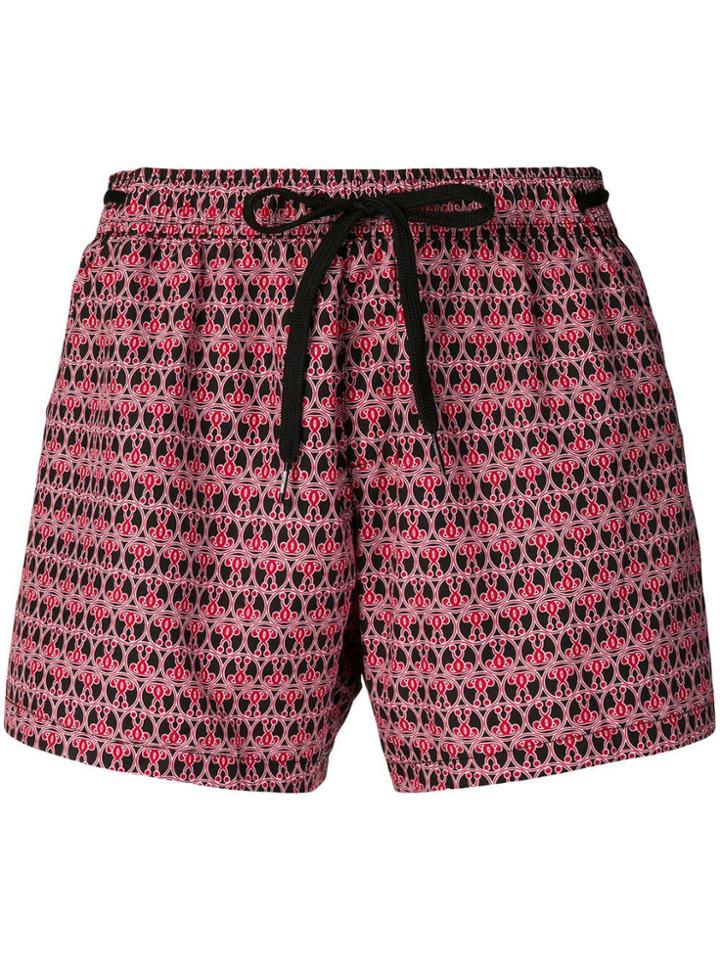Moschino Drawstring Geometric Swim Shorts - Black
