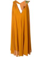 Jay Ahr Gold-tone Detail V-neck Dress, Women's, Size: 38, Yellow/orange, Rayon