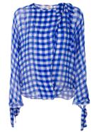 Dvf Diane Von Furstenberg Checkered Wrap Shirt - Blue