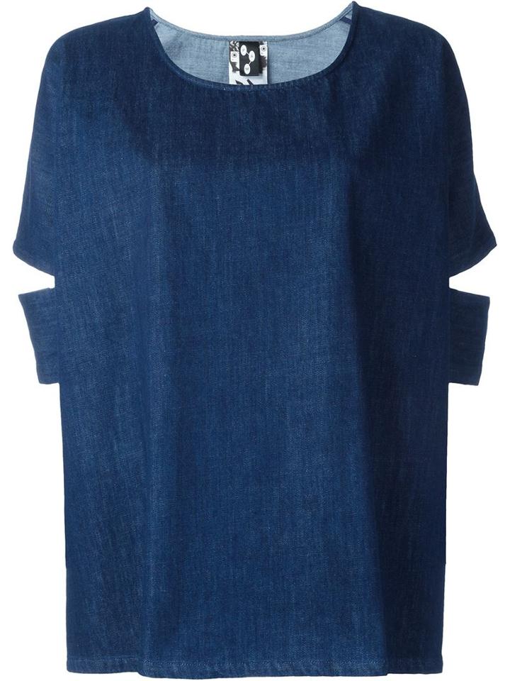 Pam Perks And Mini 'release' Denim Top, Women's, Size: Xs, Blue, Cotton