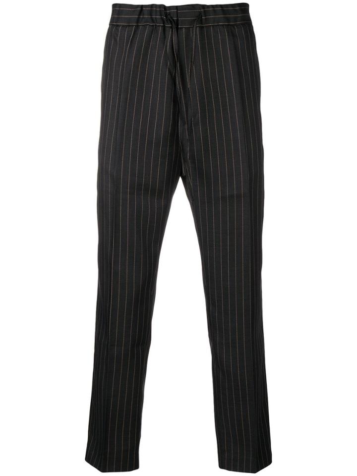 Cmmn Swdn Drawstring Striped Trousers - Black