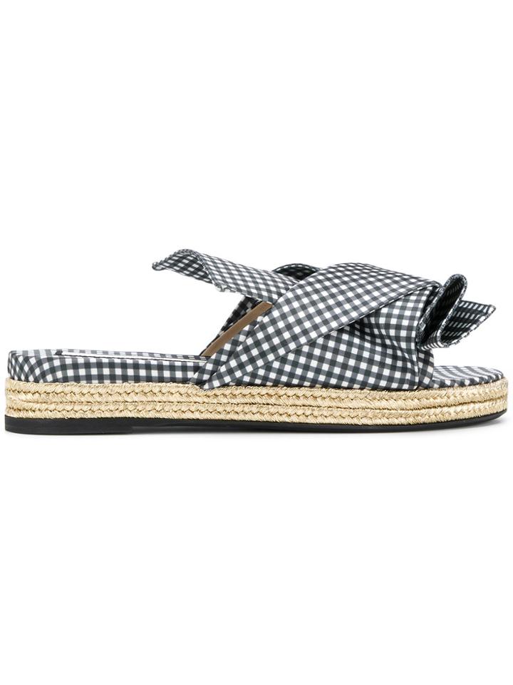 No21 Gingham Knotted Bow Sandals - Grey