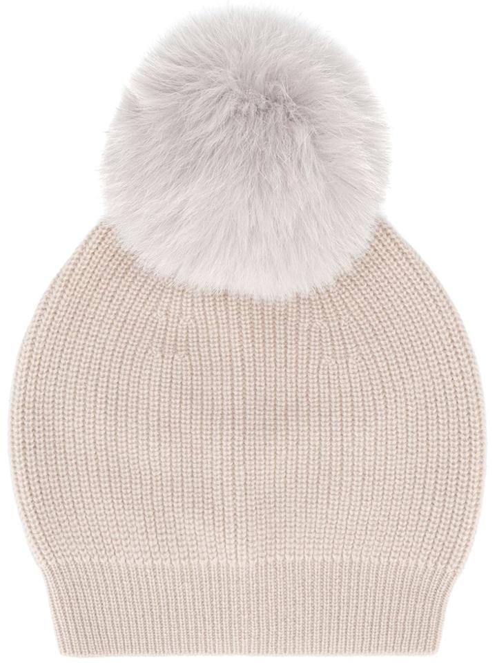 Lorena Antoniazzi Fur Bobble Hat - Neutrals
