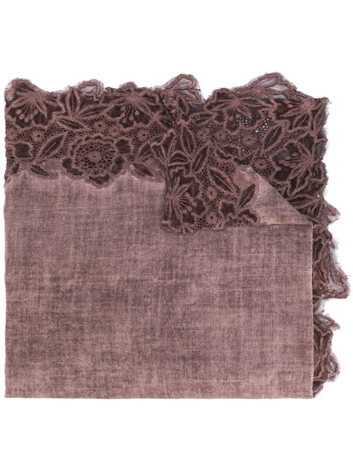 Faliero Sarti Lace Edge Scarf - Purple