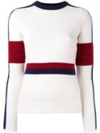 Rossignol Ribbed Colour Block Jumper, Women's, Size: 42, White, Virgin Wool