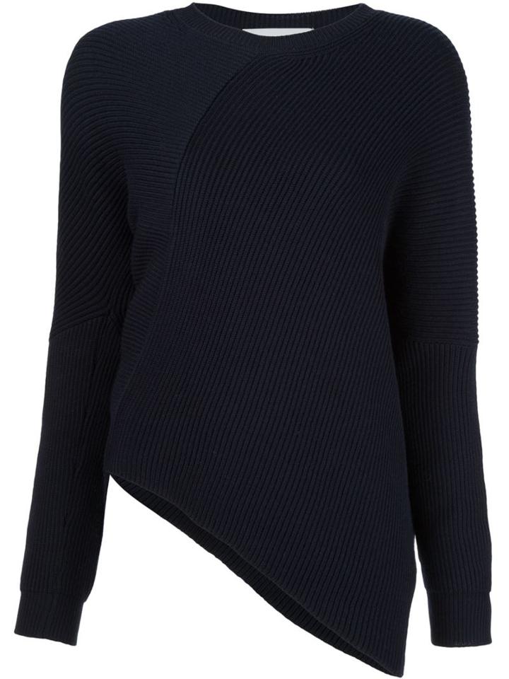 Stella Mccartney Ribbed Asymmetrical Top, Women's, Size: 8, Black, Virgin Wool