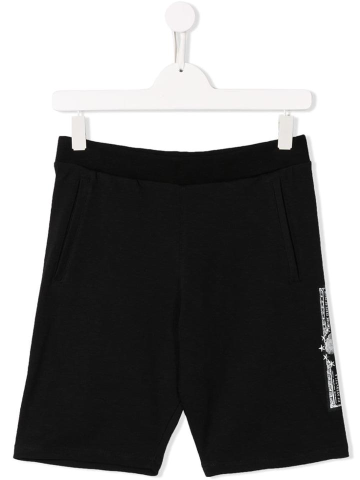 Philipp Plein Junior Money Print Logo Shorts - Black