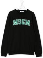 Msgm Kids Teen Logo Embroidered Sweatshirt - Black