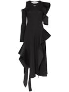 Off-white Asymmetric Logo Print Midi Dress - Black