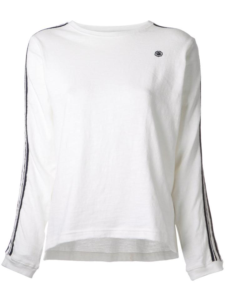Jupe By Jackie Striped Sleeve Sweatshirt, Women's, Size: Small, White, Cotton/spandex/elastane