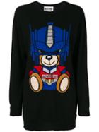 Moschino - Embroidered Bear Sweater - Women - Virgin Wool - M, Black, Virgin Wool