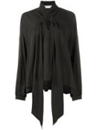 Balenciaga Vareuse Laced Scarf Blouse, Women's, Size: 36, Grey, Silk