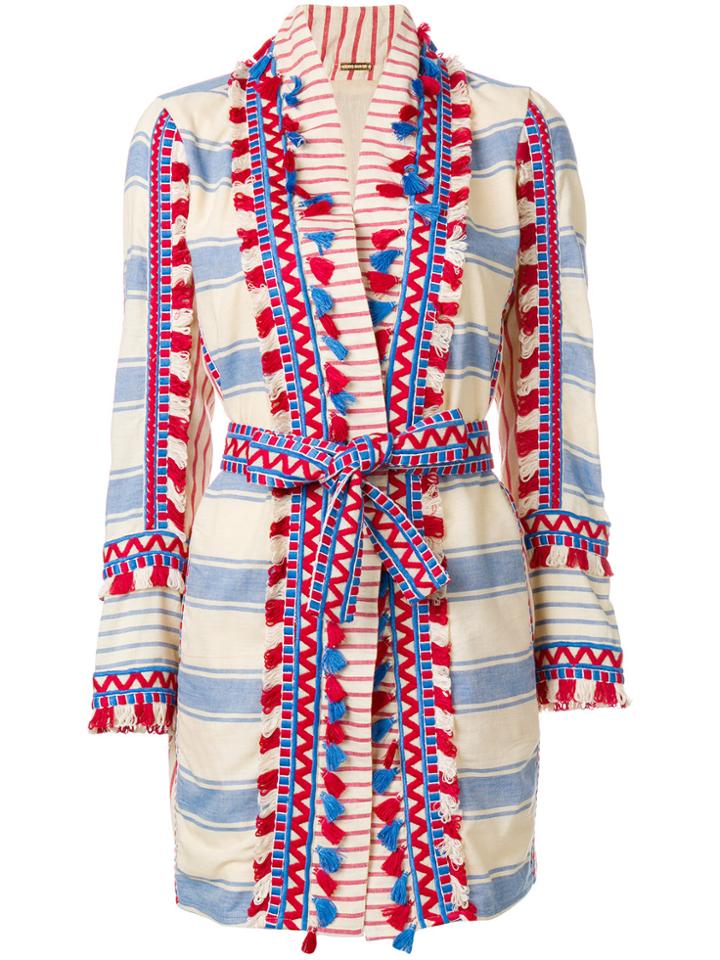 Dodo Bar Or Striped And Tassel Detailed Kimono Cardi-coat - Nude &
