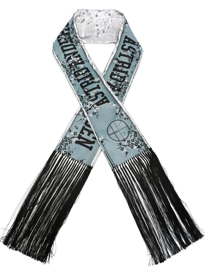 Astrid Andersen Printed Logo Shawl, Men's, Blue, Polyester/silk