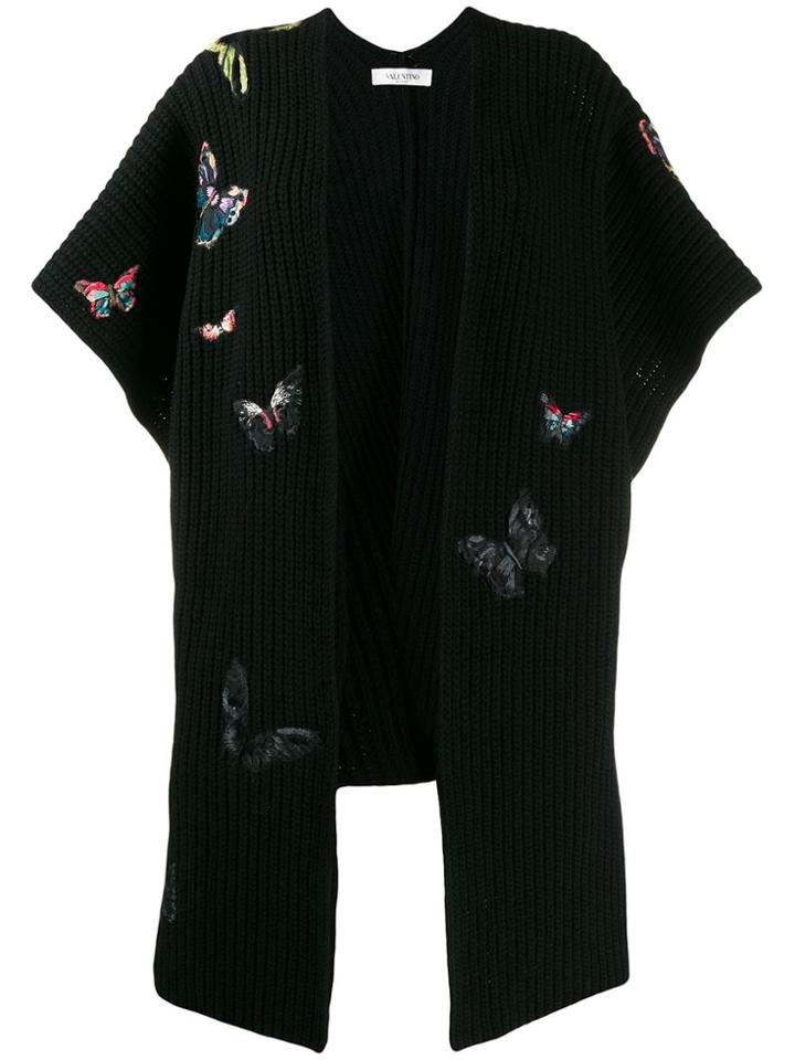 Valentino Butterfly Open Front Cardigan - Black