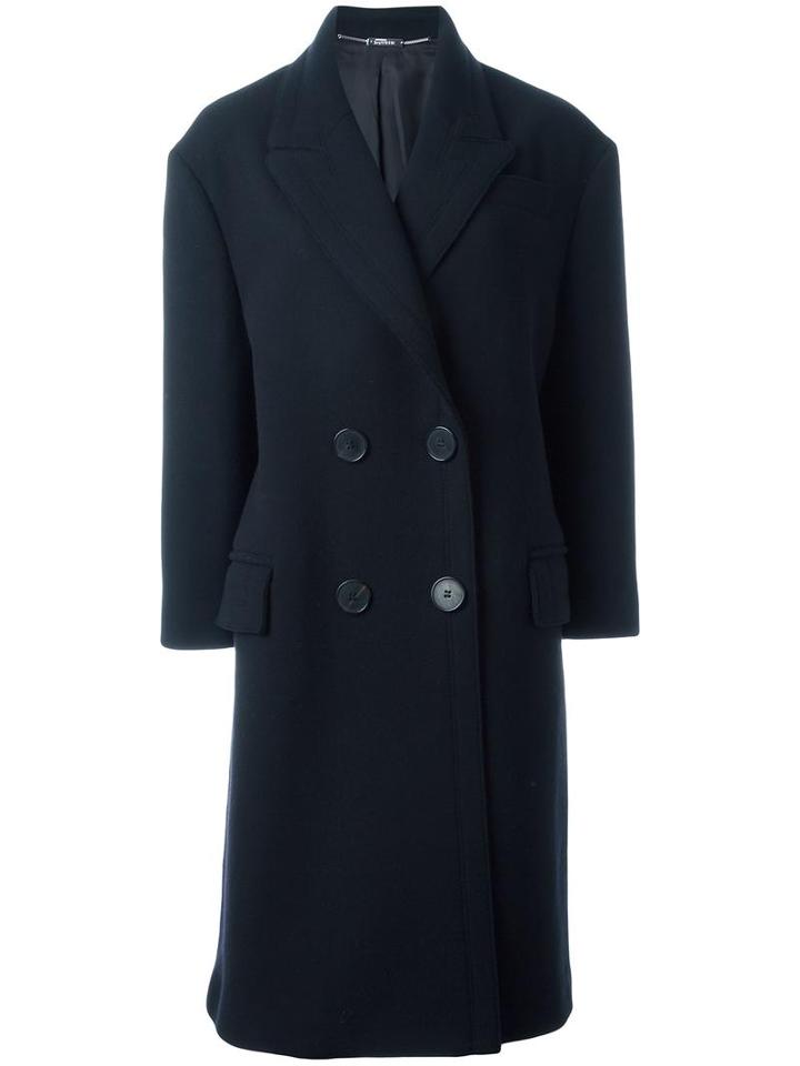 Alexander Mcqueen Oversized Peacoat, Women's, Size: 38, Blue, Cupro/virgin Wool