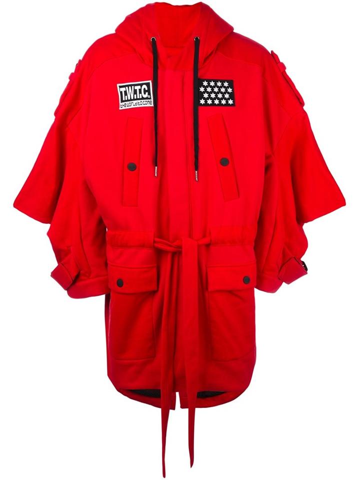 Ktz Wide Sleeve Zipped Hooded Coat, Adult Unisex, Size: Large, Red, Cotton