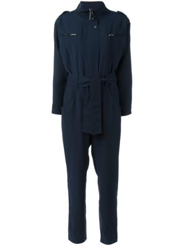 Carolinaritz High Neck Belted Jumpsuit, Women's, Size: 36, Blue, Polyester