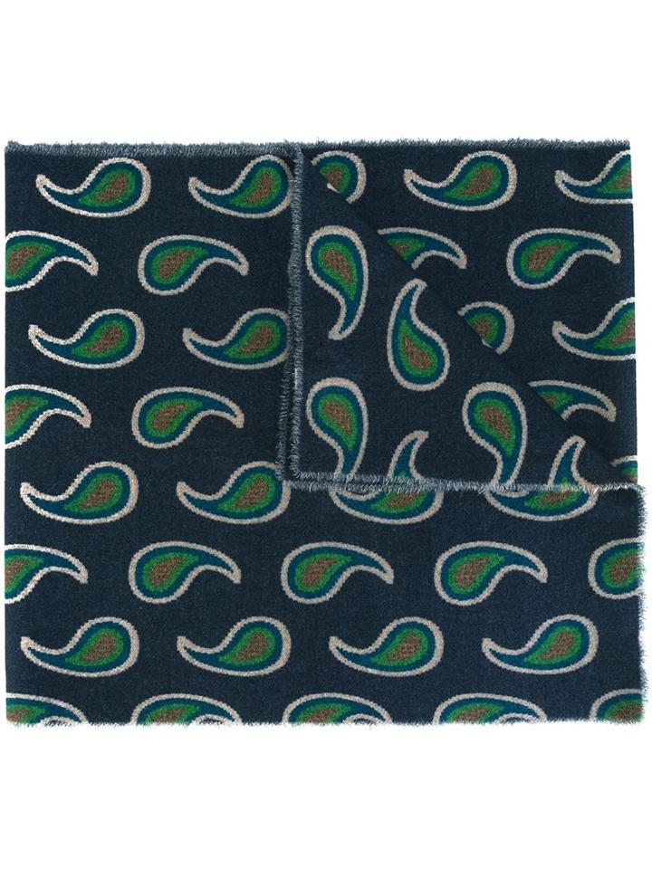 Paul Smith Paisley Print Scarf, Men's, Green, Cashmere/wool