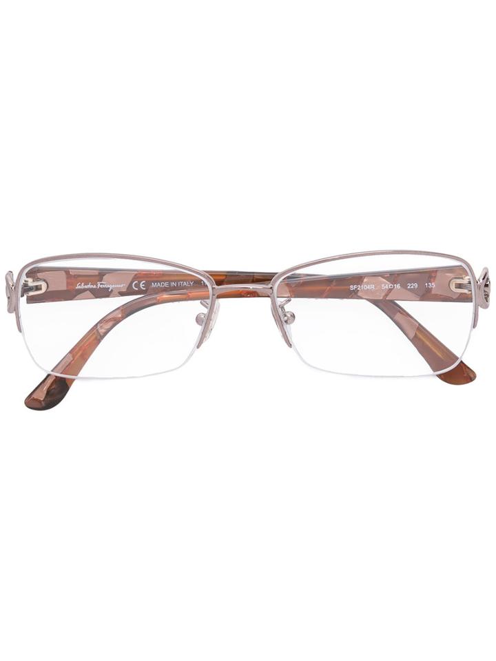 Salvatore Ferragamo - Square Frame Glasses - Women - Acetate/metal - 54, Brown, Acetate/metal