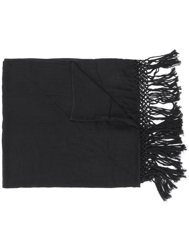 Twin-set Fringe Embroidered Scarf - Black