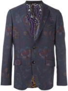 Etro 'minerva' Blazer, Men's, Size: 54, Blue, Silk/acetate/viscose/wool