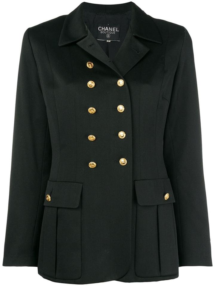 Chanel Vintage Double Breasted Slim Blazer - Black